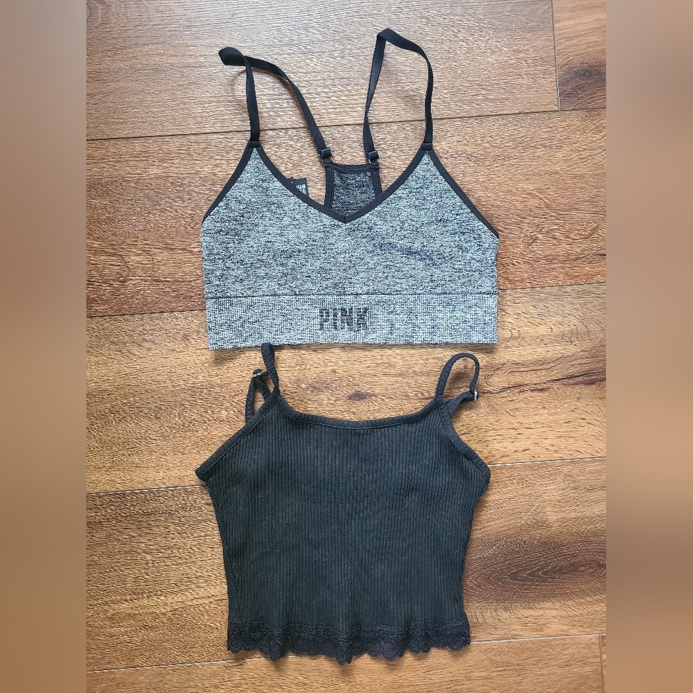 Pink Athletic Sports Bra & Shein Croptop sz S